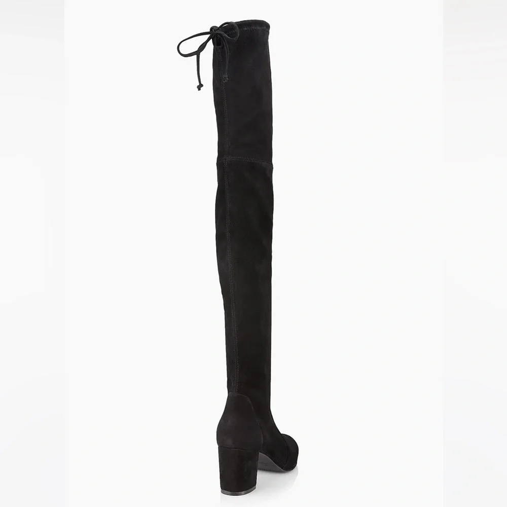 Stuart Weitzman Yulianaland OTK Over-the-Knee Black Suede Almond Toe Boots